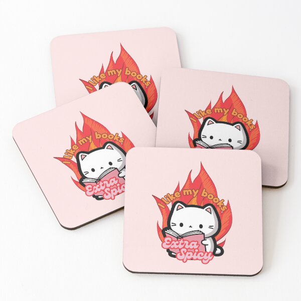 Item preview, I Like my Books Extra Spicy | Cute Cat Reading a Book with Flames designed and sold by Kimochi-Shop.