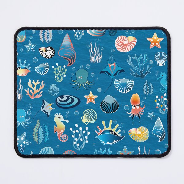 Item preview, Cute seahorses and shells on blue - maritime pattern designed and sold by colorofmagic.