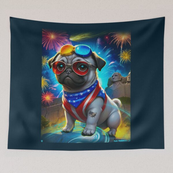 Item preview, Pug HAPPY HOLIDAYS 166 4th of July  designed and sold by RedBluffTraders.
