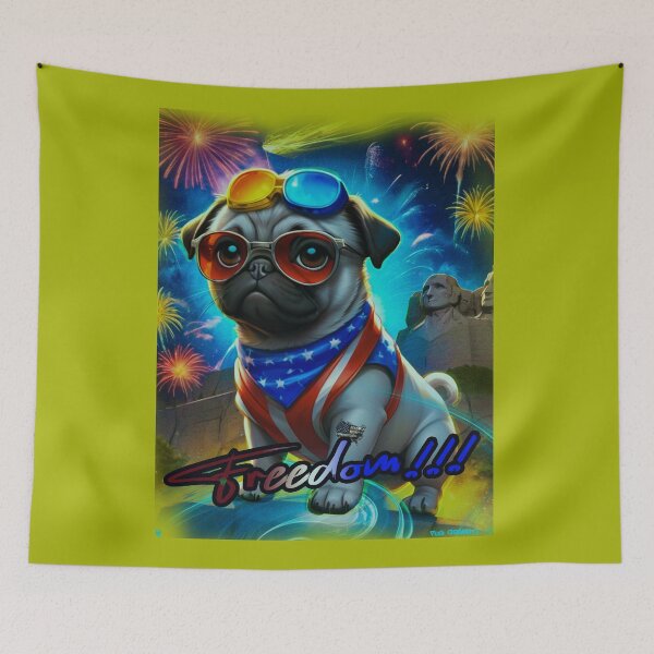 Item preview, Pug HAPPY HOLIDAYS 166 4th of July FREEDOM designed and sold by RedBluffTraders.
