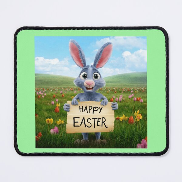 Item preview, A Rabbit On A meadow Among Flowers With The Inscription Happy Easter designed and sold by M R Design.