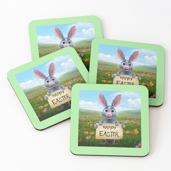 Item preview, A Rabbit On A meadow Among Flowers With The Inscription Happy Easter designed and sold by M R Design.