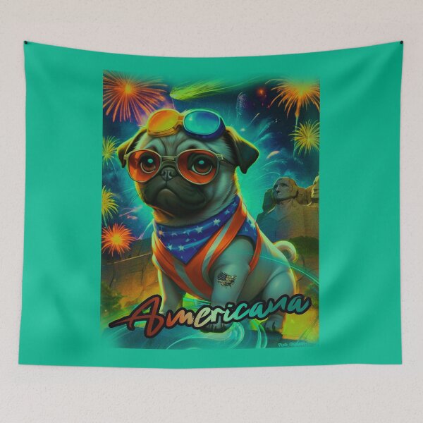 Item preview, Pug HAPPY HOLIDAYS 166 4th of July AMERICANA designed and sold by RedBluffTraders.