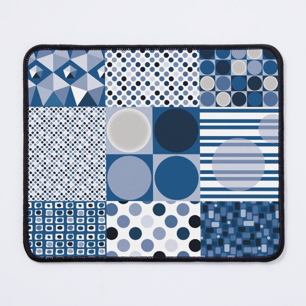 Item preview, Blue and white patchwork pattern with geometric shapes designed and sold by colorofmagic.