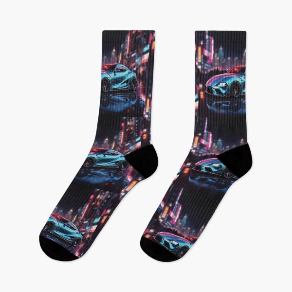 Item preview, Cyberpunk Supra: Futuristic Neon Cityscape T-shirt Design designed and sold by CAR LIFESTYLE  MAG.