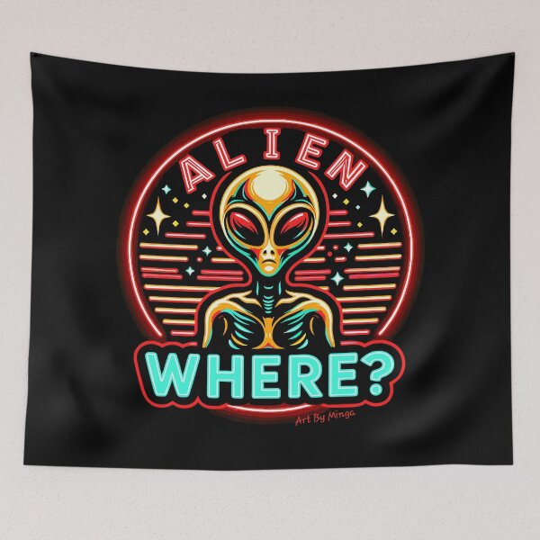 Item preview, Art By Minga Where? Neon Red Alien Design designed and sold by Artbyminga.