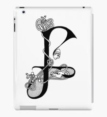 Knight and Dragon Alphabet - F - black and white iPad Case/Skin