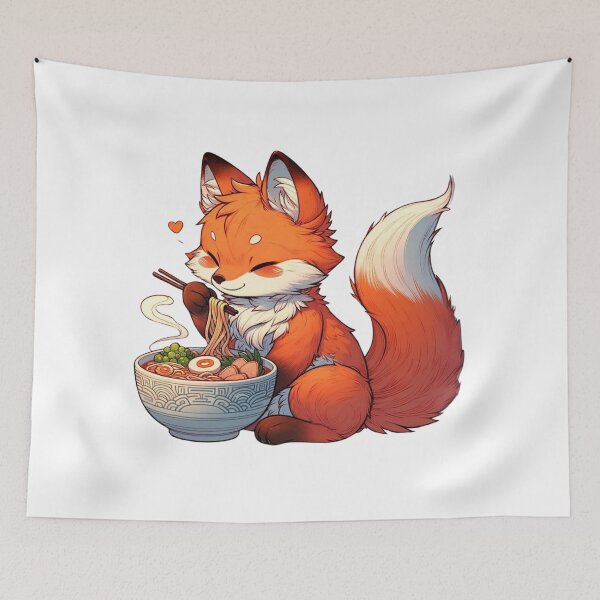 Item preview, Fox Eating Ramen | Cute Fox | Chopsticks | Kawaii designed and sold by ShopCoolStop.