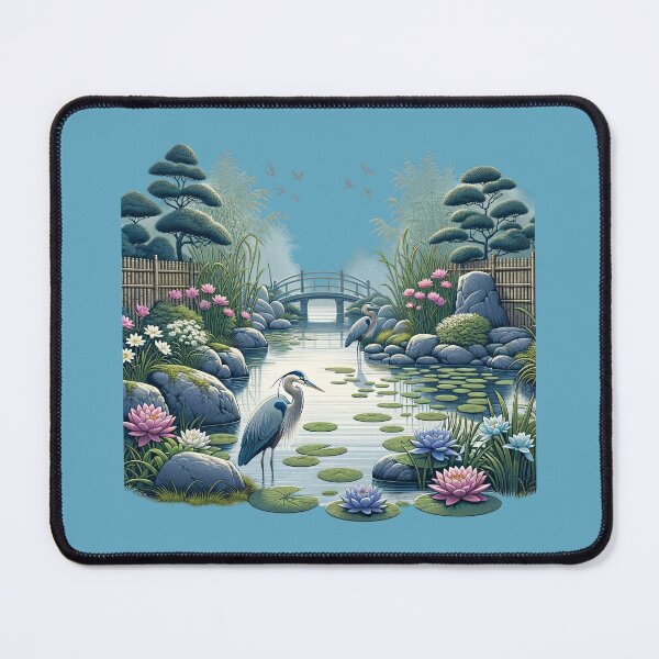 Item preview, Blue Heron in a Zen Garden Art designed and sold by SandbarTees.