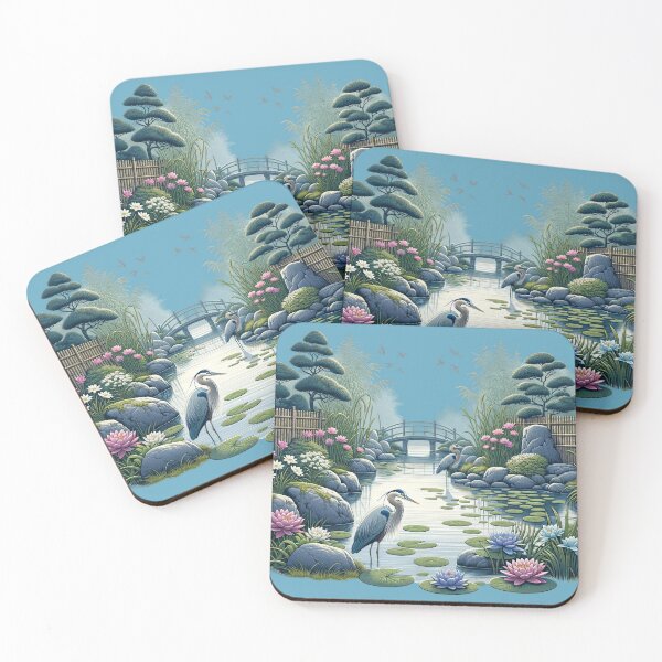 Item preview, Blue Heron in a Zen Garden Art designed and sold by SandbarTees.