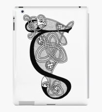 Knight and Dragon Alphabet - G - black and white iPad Case/Skin