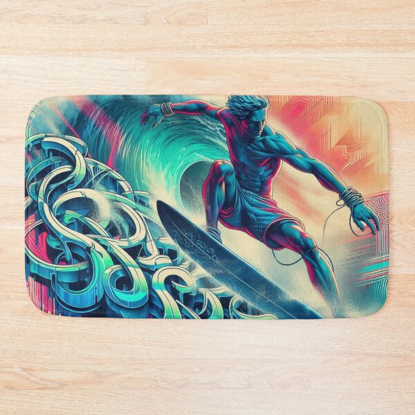 Item preview, graffiti surfer, neon surfer t shirt, nautical sticker art, urban art, 3d letters designed and sold by KreativeSouls.
