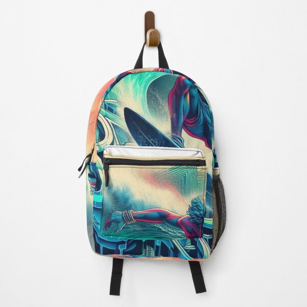 Item preview, graffiti surfer, neon surfer t shirt, nautical sticker art, urban art, 3d letters designed and sold by KreativeSouls.