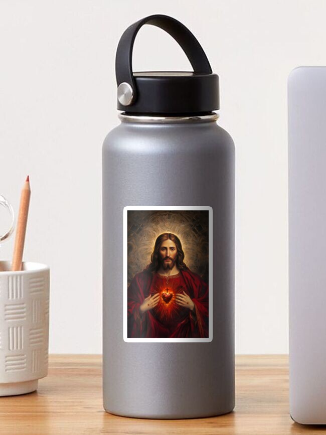 Thumbnail 1 of 3, Sticker, Sacred Heart of Jesus 2023 designed and sold by phatpuppyart.