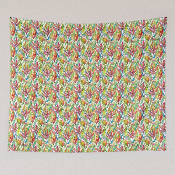 Item preview, Vibrant Flowers and Leaves Watercolor Pattern designed and sold by MindenBrings.
