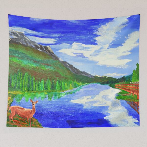 Item preview, Landscape with Deer at Mystic Creek designed and sold by Carlo Varo.