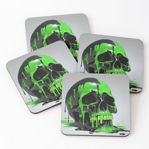 Item preview, Black skull with green slime cover designed and sold by Venubis.