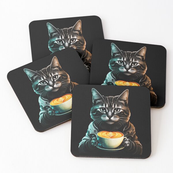 Item preview, Cat drinking a coffee, Cattuccino designed and sold by Szkicerka.