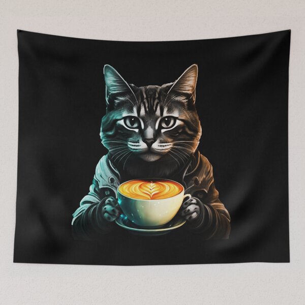 Item preview, Cat drinking a coffee, Cattuccino designed and sold by Szkicerka.