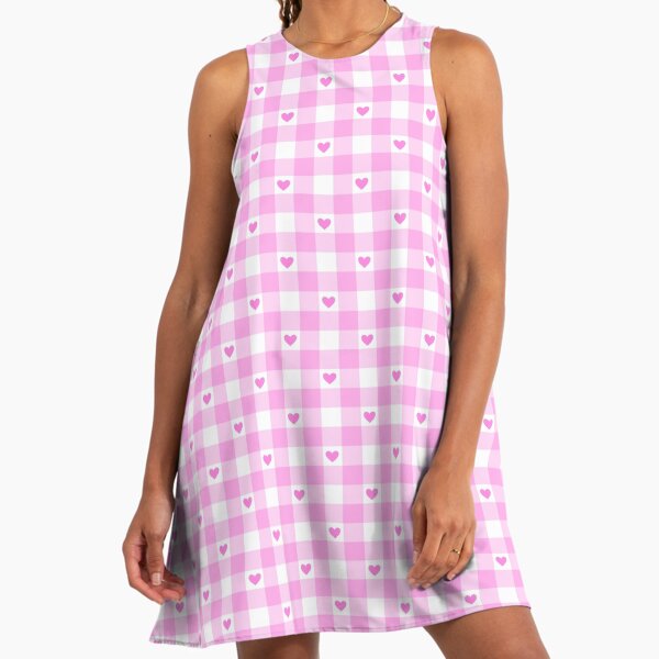 pink gingham a line dress Schyler Midi Dress
