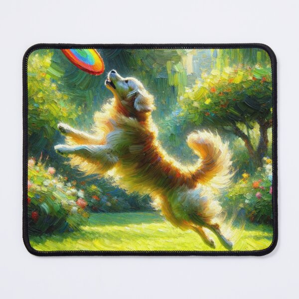 Item preview, Golden Retriever making an impression catching the frisbee in the back yard designed and sold by PinoyDnDShirts.