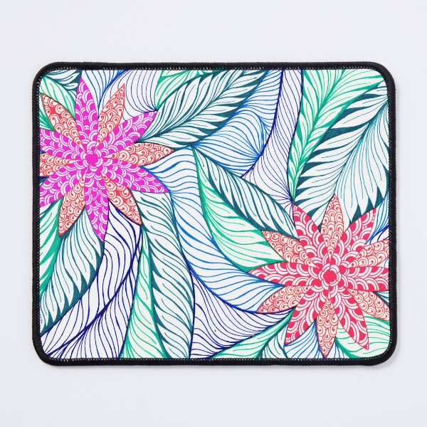 Item preview, Blue, red, pink, aqua abstract zentangle line art designed and sold by BridgingThought.