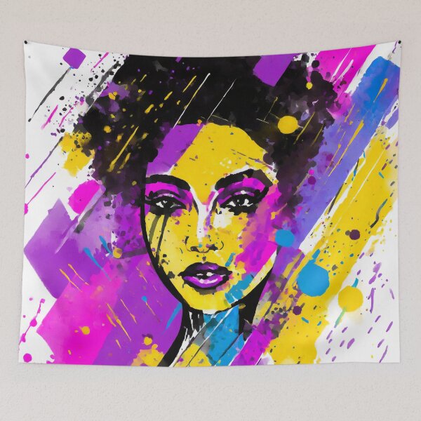 Item preview, Beautifull African Woman With Violet, Pink, Yellow, Blue and Purple designed and sold by MakeInShop.