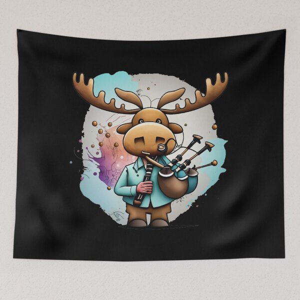Item preview, Funny Moose Playing Bagpipes Music Art designed and sold by Nature's Fancy.