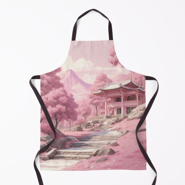 Item preview, A pink pagoda and stairs leading to a mountain designed and sold by johndesign88.