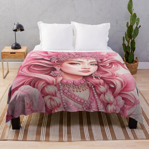 Item preview, A drawing of a woman with pink flowers designed and sold by johndesign88.