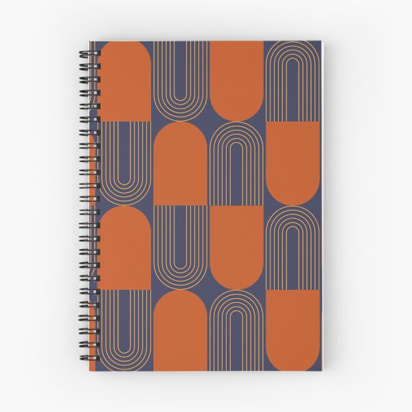 Artikelvorschau, Pillenförmiges Retro-Muster in gebranntem Orange und Marineblau entworfen und verkauft von InteriorRefine.