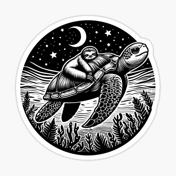 Item preview, Sloth on Sea Turtle Under the Stars designed and sold by CortexCreations.
