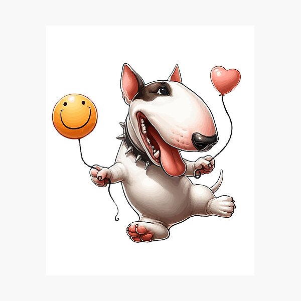 Item preview, Happy Bull Terrier With Balloons designed and sold by Noewi.