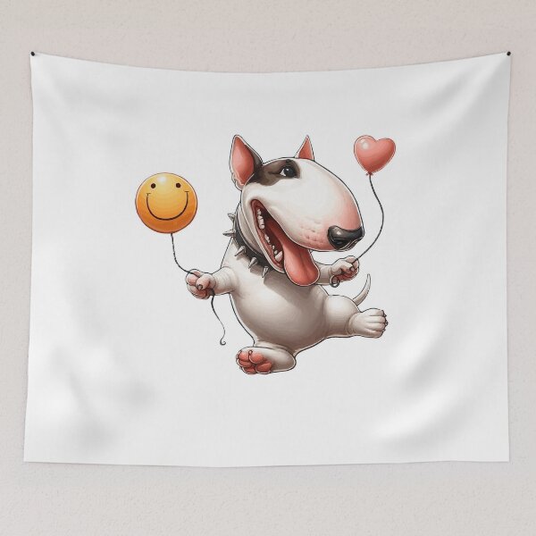 Item preview, Happy Bull Terrier With Balloons designed and sold by Noewi.