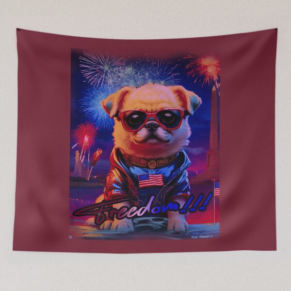 Item preview, Pug HAPPY HOLIDAYS 167 4th of July FREEDOM designed and sold by RedBluffTraders.
