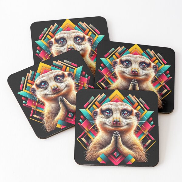 Item preview, Grateful meerkat with geometric abstract art designed and sold by johnnycreidy.