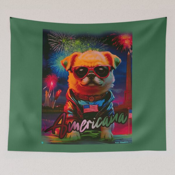 Item preview, Pug HAPPY HOLIDAYS 167 4th of July AMERICANA designed and sold by RedBluffTraders.