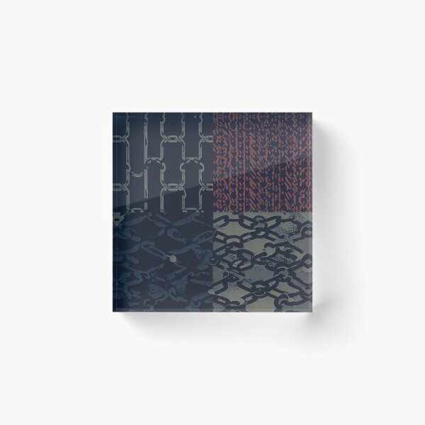 Item preview, Grunge Chains Patchwork Pattern in army green, rusty red and dark dusty blue designed and sold by SamJanner.
