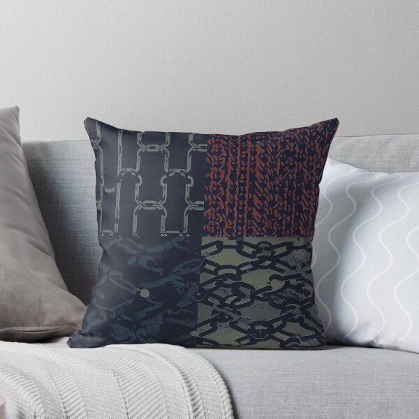 Item preview, Grunge Chains Patchwork Pattern in army green, rusty red and dark dusty blue designed and sold by SamJanner.