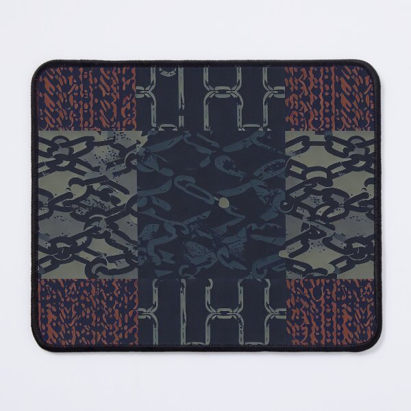 Item preview, Grunge Chains Patchwork Pattern in army green, rusty red and dark dusty blue designed and sold by SamJanner.