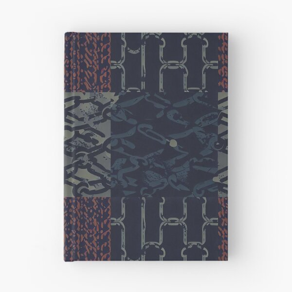 Artikelvorschau, Grunge-Ketten-Patchwork-Muster in Armeegrün, Rostrot und dunklem Staubblau entworfen und verkauft von SamJanner.
