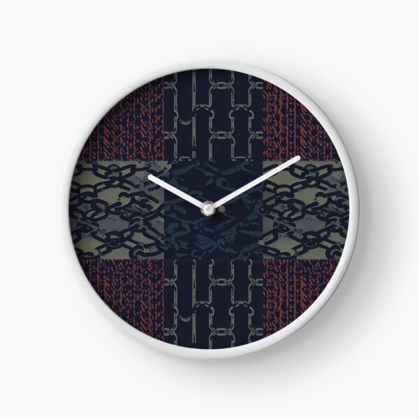 Item preview, Grunge Chains Patchwork Pattern in army green, rusty red and dark dusty blue designed and sold by SamJanner.