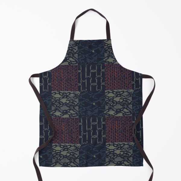 Item preview, Grunge Chains Patchwork Pattern in army green, rusty red and dark dusty blue designed and sold by SamJanner.