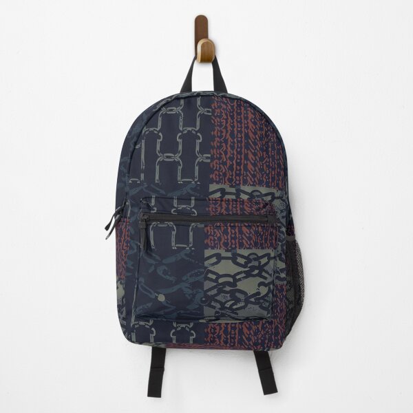 Artikelvorschau, Grunge-Ketten-Patchwork-Muster in Armeegrün, Rostrot und dunklem Staubblau entworfen und verkauft von SamJanner.