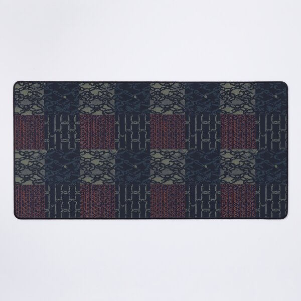 Artikelvorschau, Grunge-Ketten-Patchwork-Muster in Armeegrün, Rostrot und dunklem Staubblau entworfen und verkauft von SamJanner.