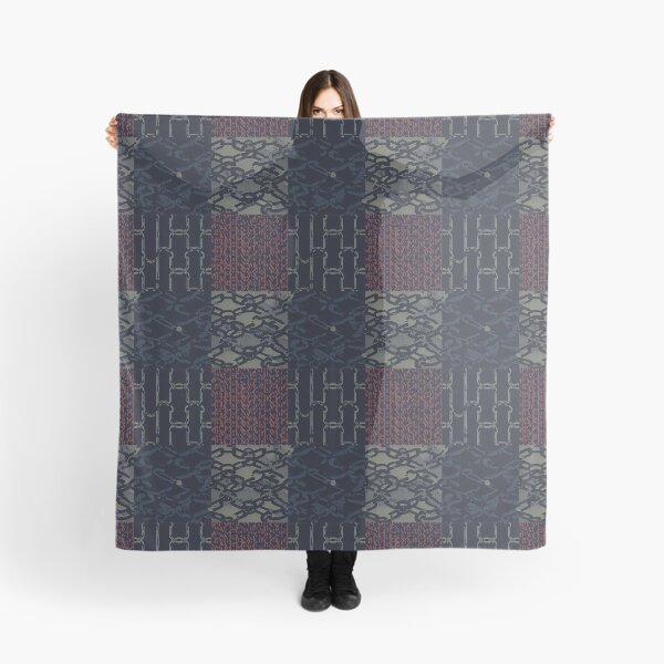 Artikelvorschau, Grunge-Ketten-Patchwork-Muster in Armeegrün, Rostrot und dunklem Staubblau entworfen und verkauft von SamJanner.