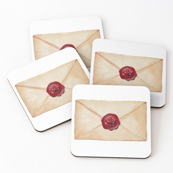Item preview, Letter Envelope with Red Rose Wax Seal designed and sold by pixiedustpaint.