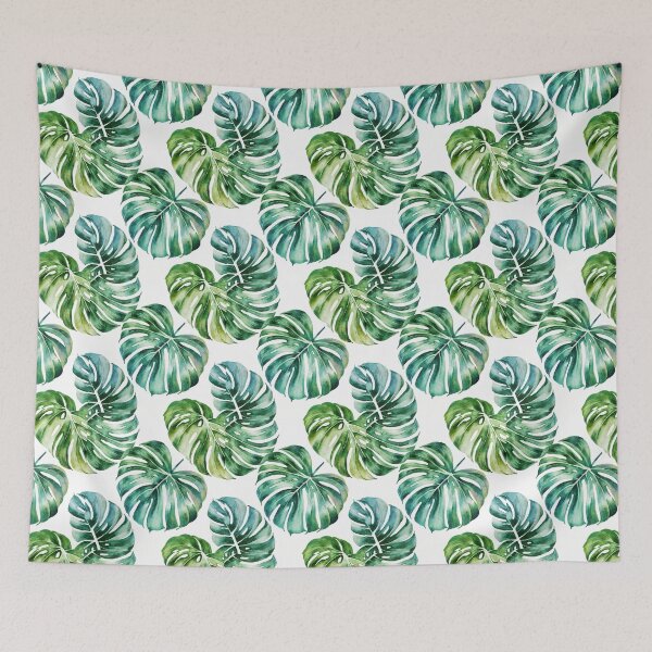 Item preview, watercolor Monstera Leaf pattern, Palm Green Nature Painterly Seamless Painting designed and sold by sadedream.