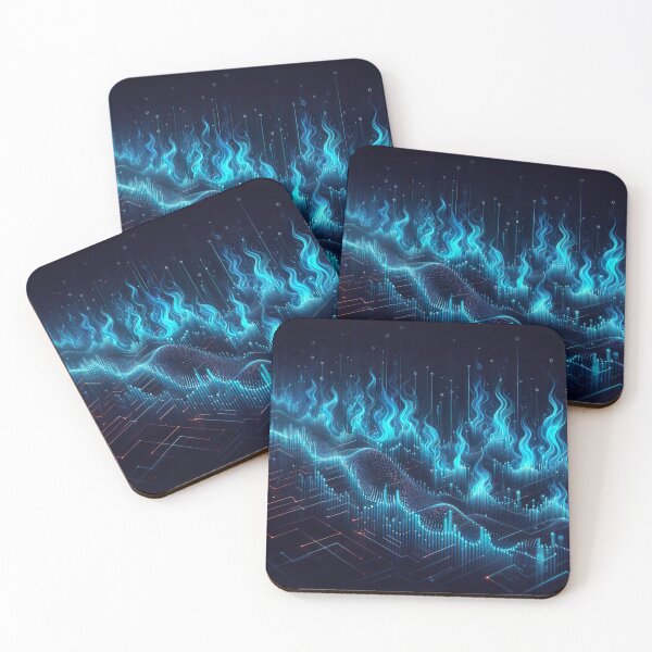Item preview, Digital Inferno - Neon Blue Fire Sound Waves designed and sold by MnDShirts.