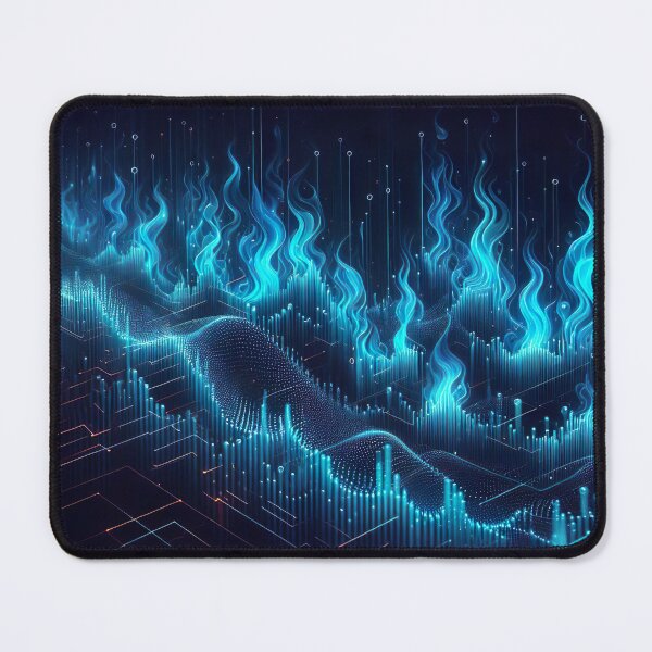 Item preview, Digital Inferno - Neon Blue Fire Sound Waves designed and sold by MnDShirts.